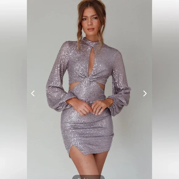 Selfie Leslie White Silver Sequin Dress Selfie Leslie Silver